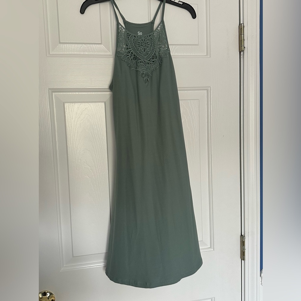 green strap dress